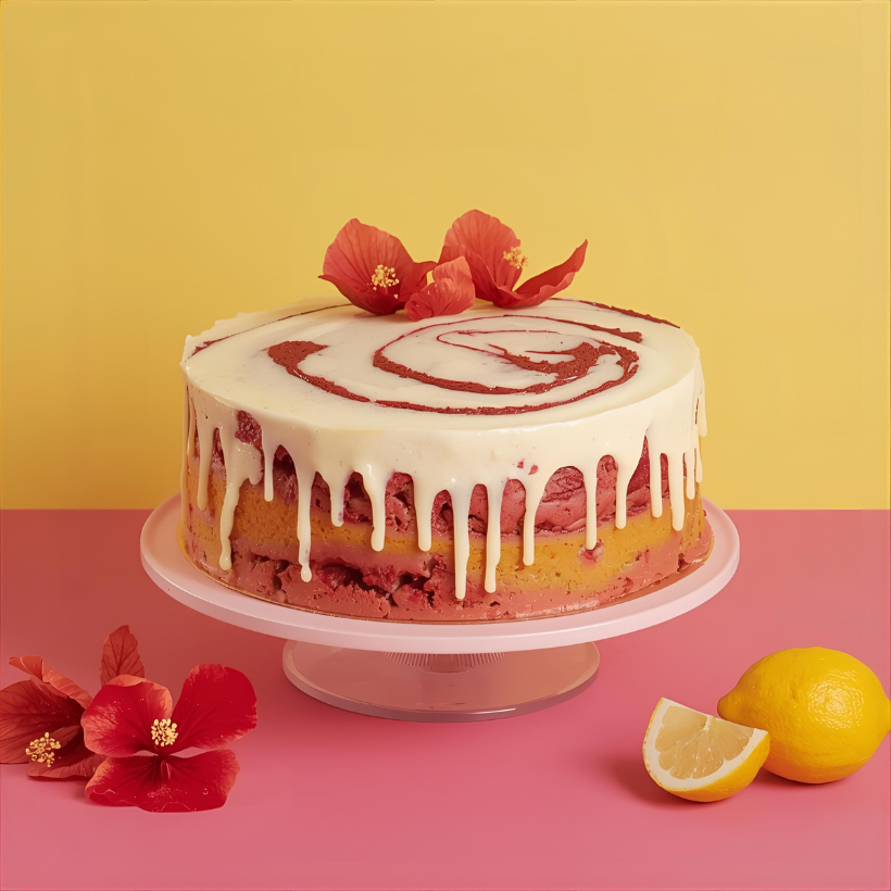 Naugh-Tea Brews Hibiscus Swirl Tea Cake