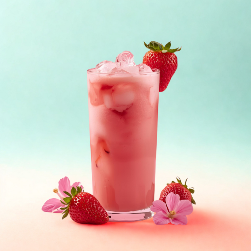 Naugh-Tea Brews Iced Strawberry Hibiscus Latte
