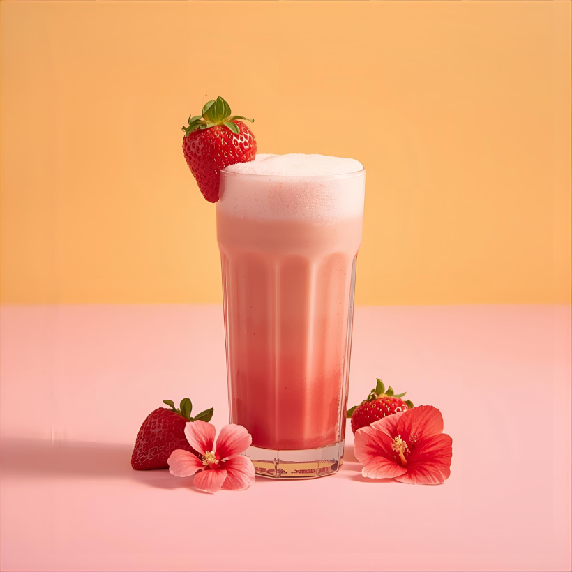 Warm Strawberry & Hibiscus Latte